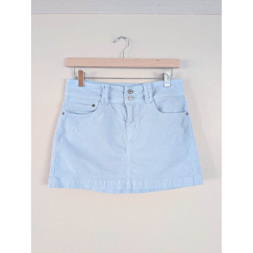 American Eagle Light Blue Corduroy Mini Skirt‎ Womens 4 Y2K Pastel Preppy Spring